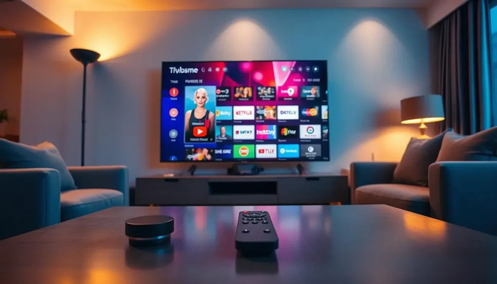 wie funktioniert iptv im Wohnzimmer mit Smart TV und Streaming Anzeige